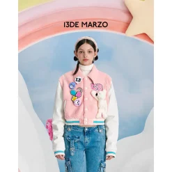 13De Marzo X Care Bears Short Baseball Jacket Pink