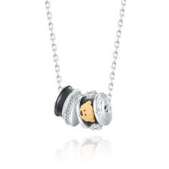 13De Marzo ﻿Zircon Bear Pendant Necklace Black