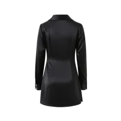 Diana Vevina Acetate Rose Brooch Satin Dress Black