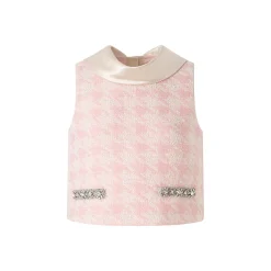 Diana Vevina Houndstooth Rhinestone Sleeveless Top