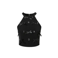 Diana Vevina Rhinestone Letters Bow Tie Vest Black