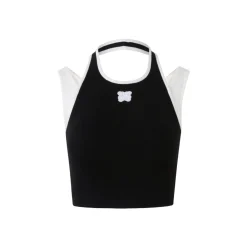 Eimismosol Color Blocked Fake-2-Piece Halter Vest