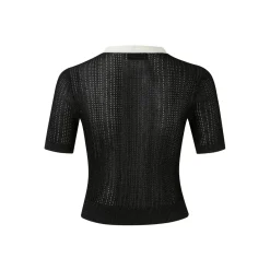Eimismosol Lightweight Sparkly Silk Knit Top  Black