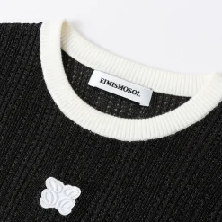 Eimismosol Lightweight Sparkly Silk Knit Top  Black