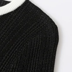 Eimismosol Lightweight Sparkly Silk Knit Top  Black