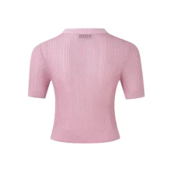 Eimismosol Lightweight Sparkly Silk Knit Tops Light Pink