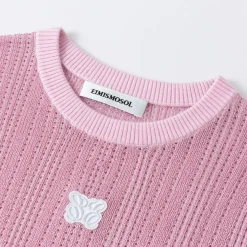 Eimismosol Lightweight Sparkly Silk Knit Tops Light Pink