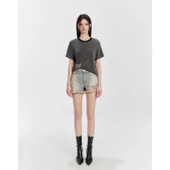 Eimismosol Sparkly Metallic Butterfly Wrinkle T-Shirt