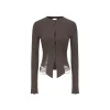 Elywood Destruction Knit Top Mocha