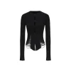 Elywood Destruction Knit Top Black