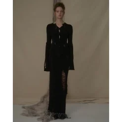 Elywood Destruction Knit Top Black