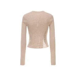 Elywood Destruction Knit Top Beige