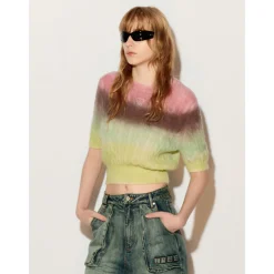 Fordare Fluffy Rainbow Knit Top