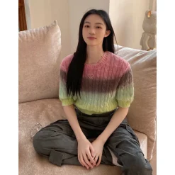 Fordare Fluffy Rainbow Knit Top