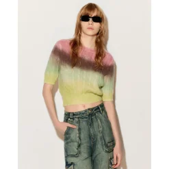 Fordare Fluffy Rainbow Knit Top
