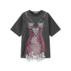 FORDARE Hand-Painted Lace Dress T-Shirt Grey