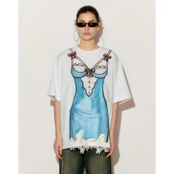 FORDARE Hand-Painted Lace Dress T-Shirt White