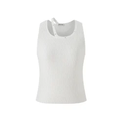 Herlian Asymmetrical Knitted Vest Top White