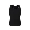 Herlian Asymmetrical Knitted Vest Top Black