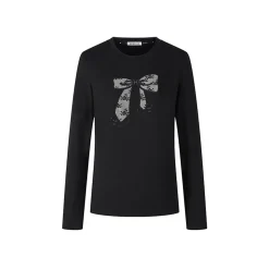 Herlian Bow Pattern Embroidery L/S T-Shirt Black