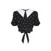Herlian Daisy Floral Lace-Up Top Shirt