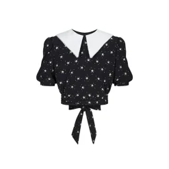 Herlian Daisy Floral Lace-Up Top Shirt