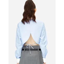 Herlian Embroidery Logo Back Split Shirt Blue