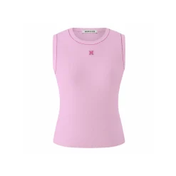 Herlian Embroidery Logo Knit Vest Top Pink