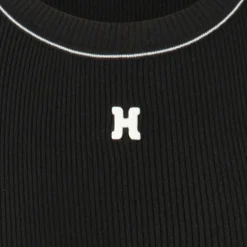 Herlian Embroidery Logo Knit Vest Top Black