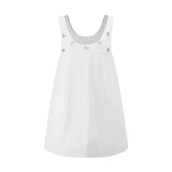 Herlian Fake-2-Piece Beaded Vest Dress White
