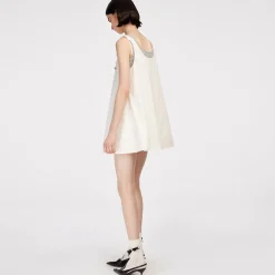 Herlian Fake-2-Piece Beaded Vest Dress White