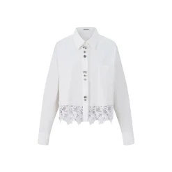 Herlian Lace Edge Embellished Shirt White