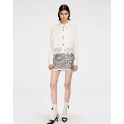 Herlian Lace Edge Embellished Shirt White