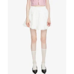 Herlian Lace Patchwork Puffy Skirt White