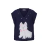 Herlian Puppy Knit Vest Top Navy Blue
