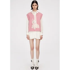 Herlian Puppy Knit Vest Top Pink