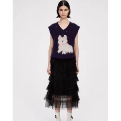 Herlian Puppy Knit Vest Top Navy Blue