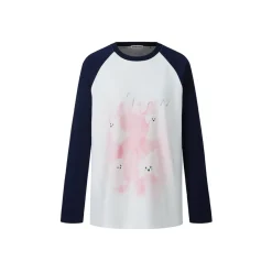 Herlian Puppy Printed Raglan L/S T-Shirt Navy Blue