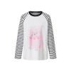 Herlian Puppy Printed Raglan Striped L/S T-Shirt White