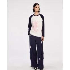 Herlian Puppy Printed Raglan L/S T-Shirt Navy Blue