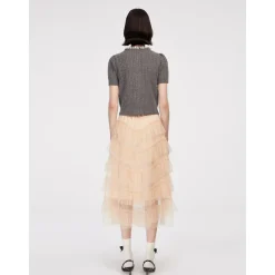 Herlian Sequined Collar Puff Sleeve Knit Sweater