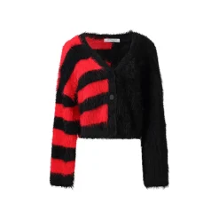 Jac Fleurant Color Blocked Striped Cutting Cardigan