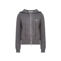 Kroche Blended Woolen Double Zipper Knit Hoodie Gray