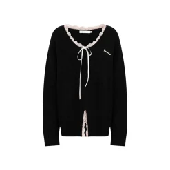 Kroche Blended Woolen Lace Edge V-Neck Sweater