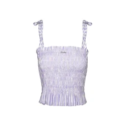Kroche Bow Lace Up Plaid Sling Vest Purple