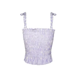 Kroche Bow Lace Up Plaid Sling Vest Purple