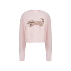 Kroche Cat Jacquard Woolen Knit Sweater Pink