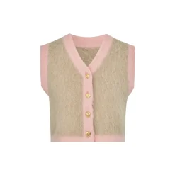 Kroche Color Blocked Alpaca Fiber Vest Pink
