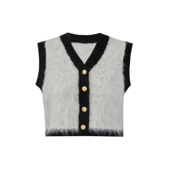 Kroche Color Blocked Alpaca Fiber Vest Grey
