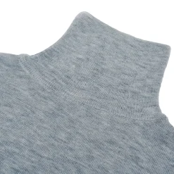 Kroche Color Blocked Cuff Woolen Knit Turtleneck Top Grey